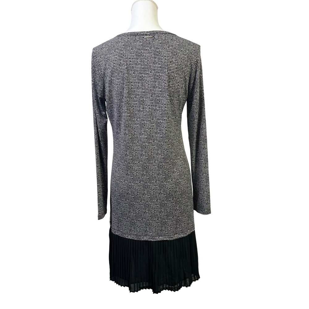 MICHAEL Michael Kors Officecore Houndstooth Pleated Dress Long Sleeve Black M - Picture 6 of 10